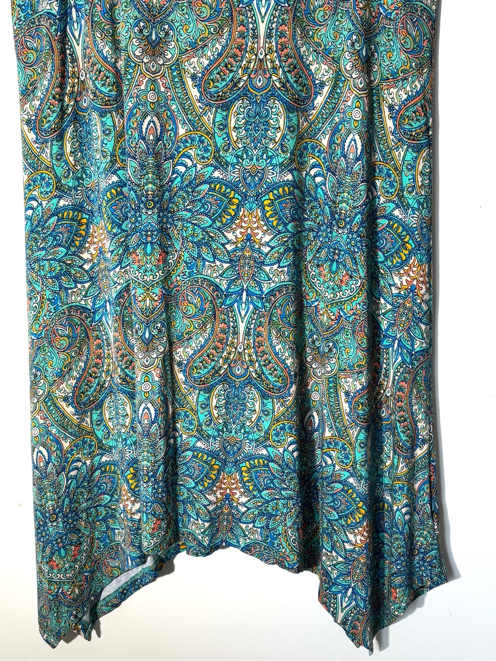 Lucky Brand Teal Paisley Tank Knit Midi dress 1X - Picture 4 of 9